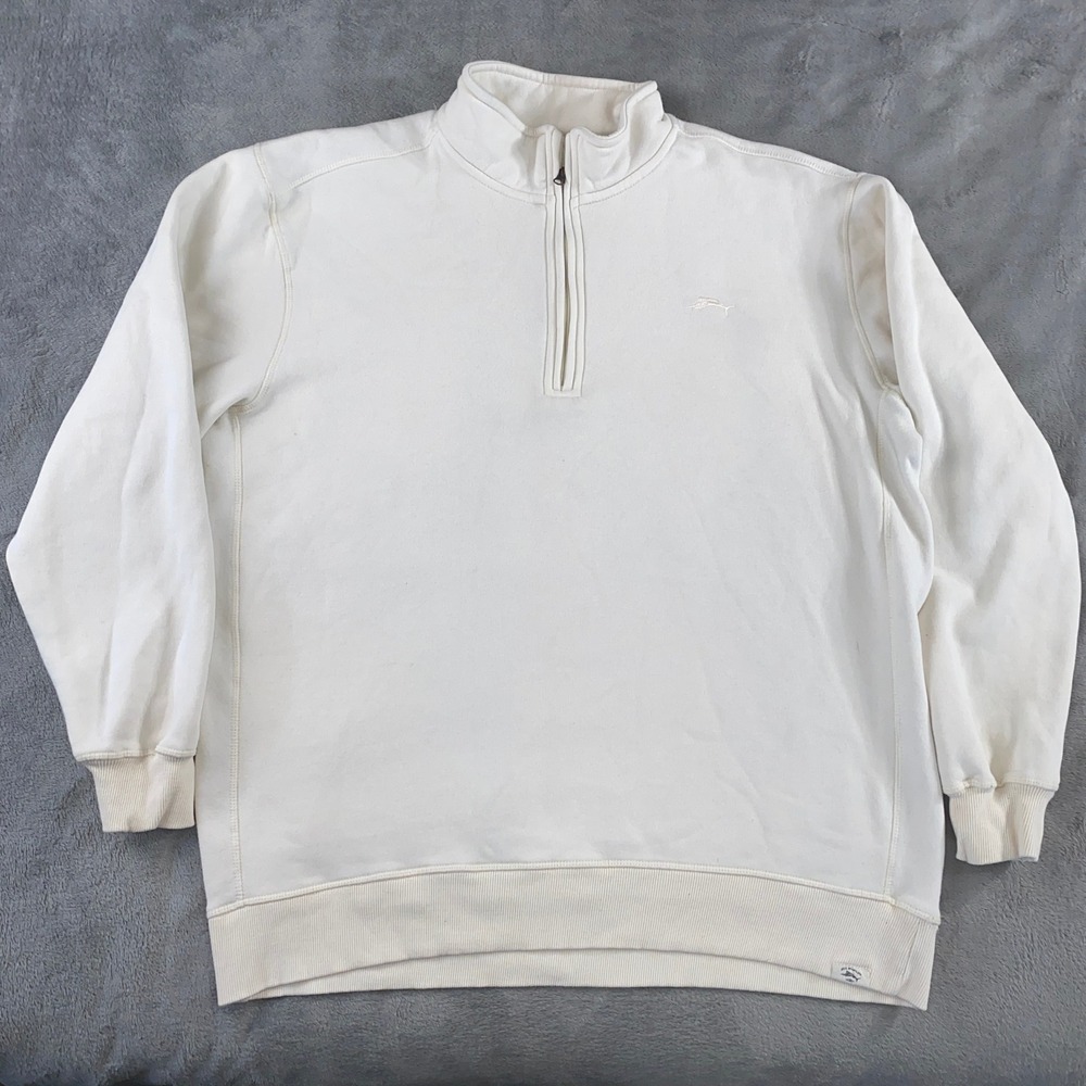 Joe Marlin Pullover Mens XL Cream Unwind Quarter Zip Fleece Lined Sweatshirt
